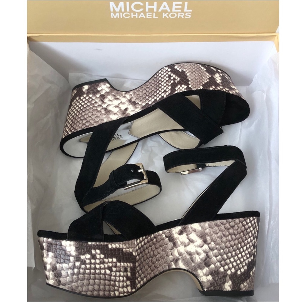NEW Michael Kors Ariel Platform Wedge Sandals
